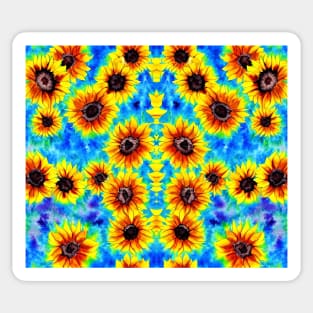 Tie Dye Sunflowers - Aquamarine Aesthetic Psychedelic Sticker